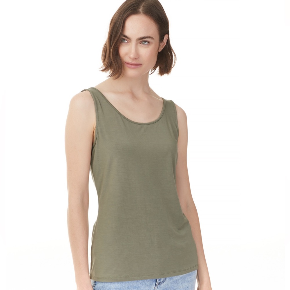 Charlie B Olive reversible vneck/scoop neck bamboo blend fitted tank